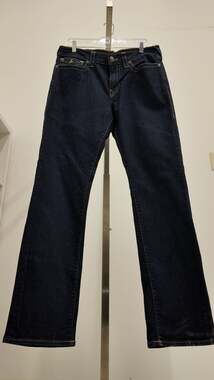 True Religion "Ricky" Relaxed Straight Leg Jeans - Dark Indigo (Size 33)